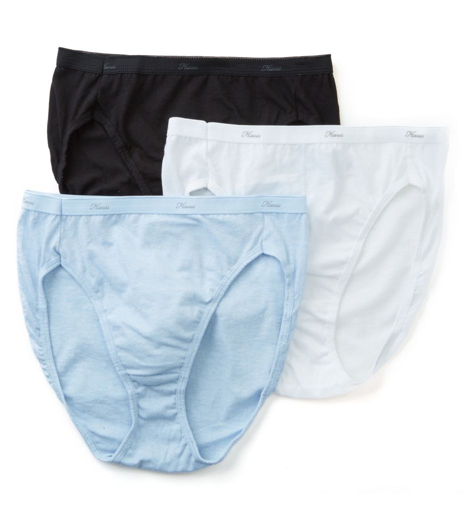 Hanes Cotton Hi Cut Panties - 3 Pack D43L Hanes Cotton Hi Cut Panties - 3 Pack D43L