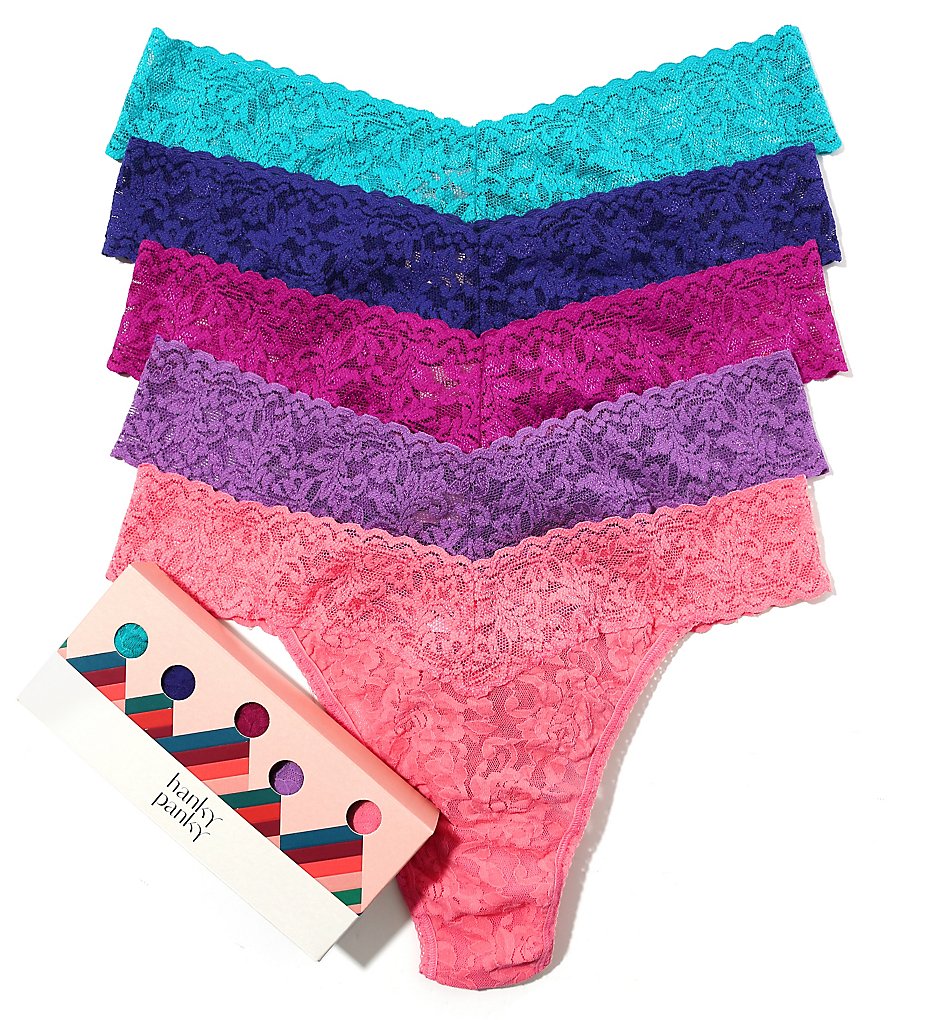 Hanky Panky Signature Lace Original Rise Thong Holiday 5 Pack 48LN5BX