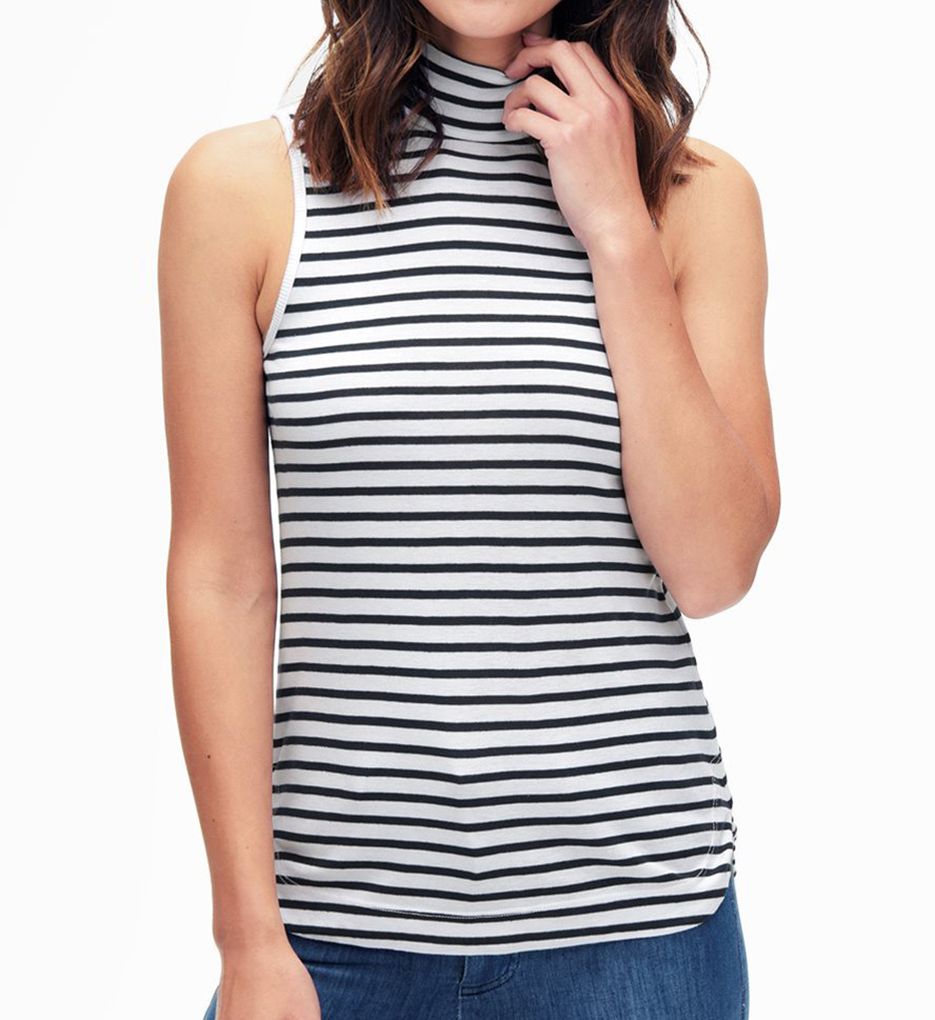 Splendid 1X1 Stripe Turtleneck Sleeveless Tee ST10832 Splendid 1X1 Stripe Turtleneck Sleeveless Tee ST10832